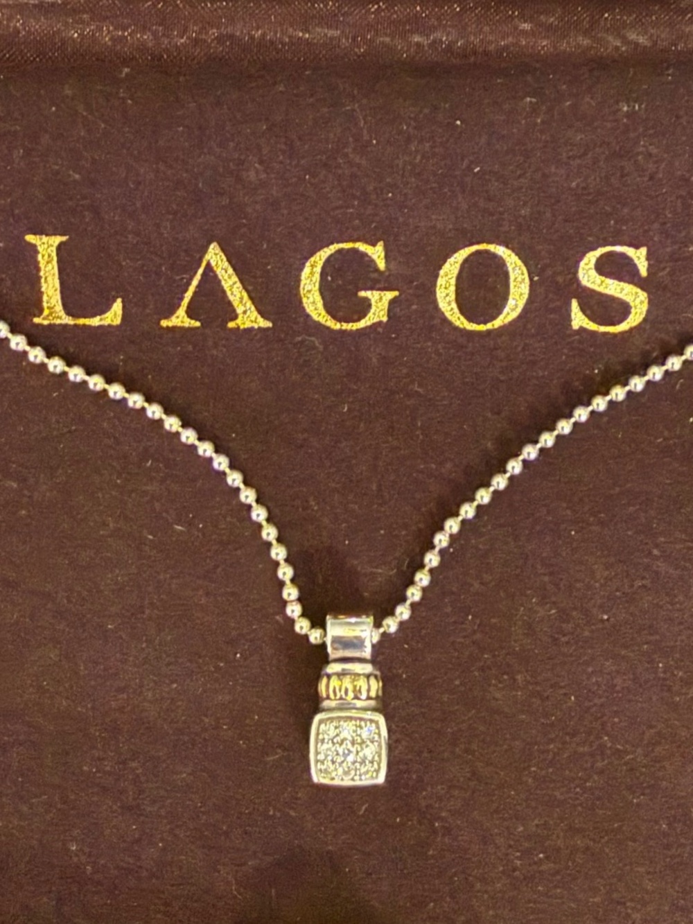 LAGOS
18K Gold & Sterling Silver Diamond Square
Pendant